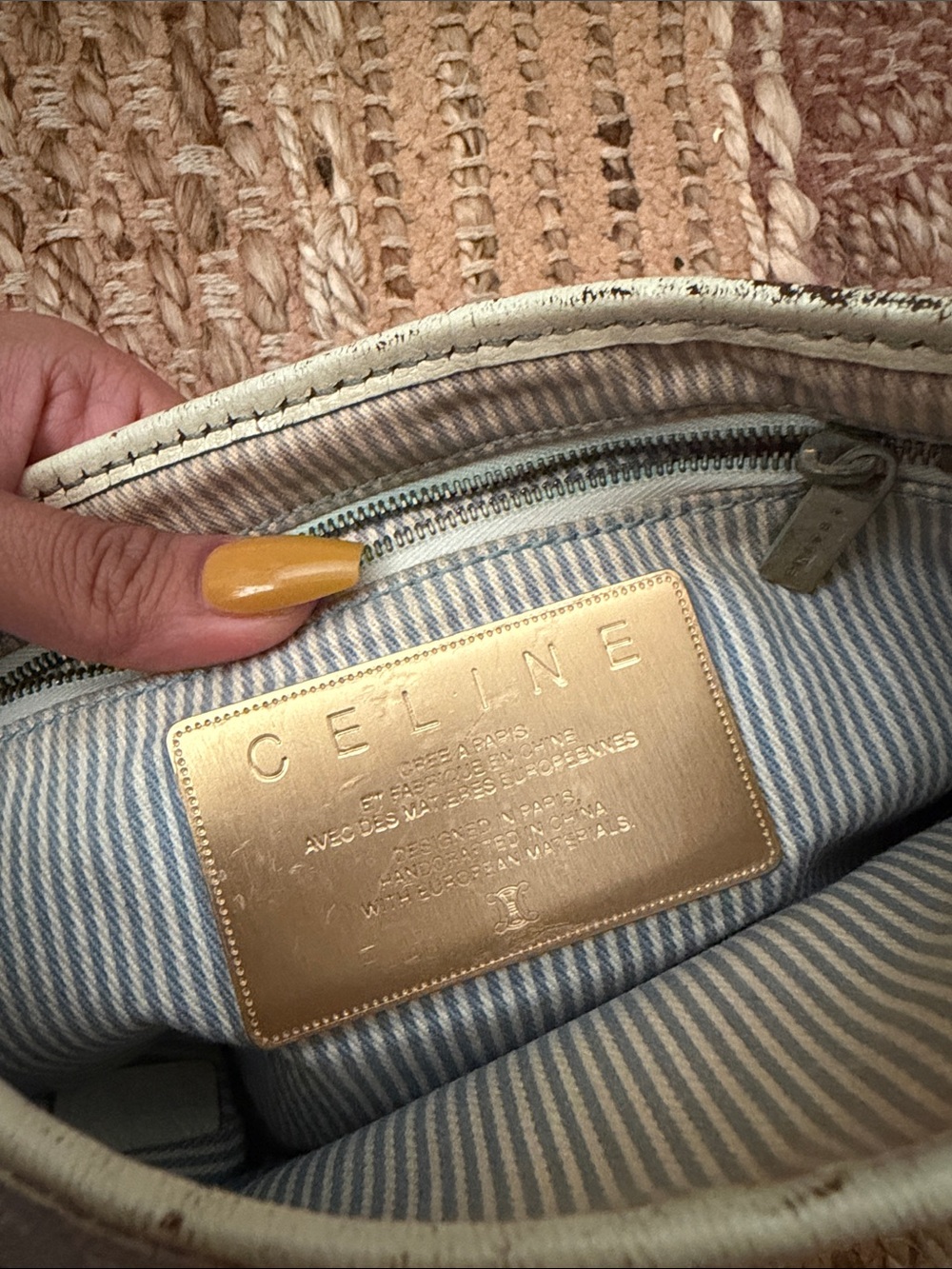 Celine Light Blue Canvas and Leather Crossbody Shoulder Bag - Picture 5 of 6